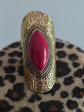 Goldtone Coral Statement Ring